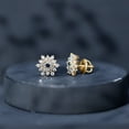thumbnail image 5 of Rosec Jewels - Lab Grown Blue Sapphire Diamond Earrings - Flower Stud Earrings - AAAA Quality, 10K Yellow Gold, 5 of 9