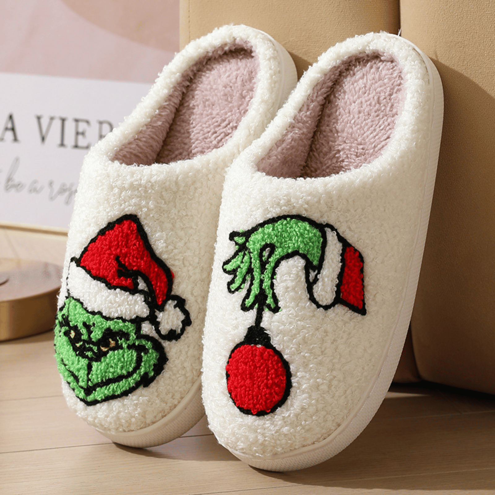 BERANMEY Christmas Holiday Plush Fuzzy Slippers photo 7