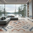 thumbnail image 2 of ODIKA 6'x9' Sky And Terracotta Geometric Washable Area Rug Intricate Modern Patterns with Classic Flair for Dining Room, Under Table, Office Décor, Non-Slip Chair-Friendly, 2 of 7