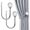 thumbnail image 1 of Juego de 2 abrazaderas para cortinas LzGUNGY en forma de U con Bola de cristal transparente color plata, 1 of 3