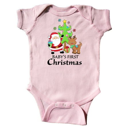 

Inktastic Baby s 1st Christmas with Santa Reindeer and Tree Gift Baby Boy or Baby Girl Bodysuit