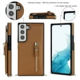 thumbnail image 2 of Nalacover Zipper Wallet Case for Samsung Galaxy S22, Luxury PU Leather Crossbody Lanyard Shoulder Strap Magnetic RFID Blocking Cover with Kickstand Card Slots Holder Shockproof Case,Brown, 2 of 10