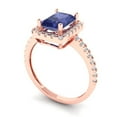 thumbnail image 2 of Clara Pucci 14K Rose Gold Solid Gold Tanzanite Halo Anniversary Ring for Women - 1.86 cttw Emerald Cut, 2 of 8