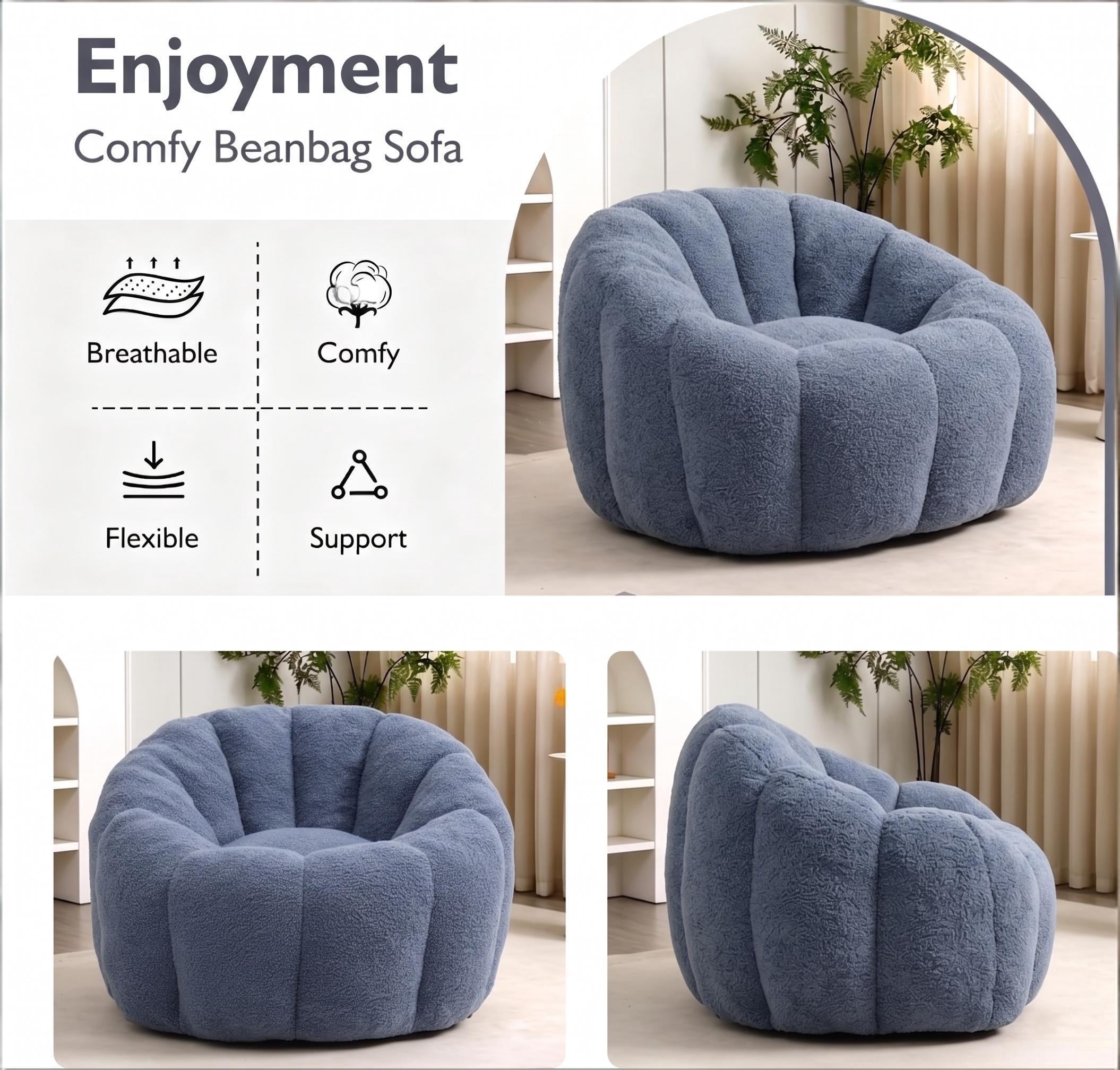 Howcool Bean Bag Sofa Chair with Armrests for Adults, High-Density Foam Lazy Sofa for Living Room Bedroom Reading