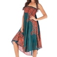 thumbnail image 4 of SWSMCLT Women's Midi Summer Dress Ladies Casual Sundress Gypsy Handkerchief Asymmetric Flowy Long Beach Skirt Hippie Boho Dresses Billowy Swing Pleated Patterned4 Pink Small-Large, 4 of 5