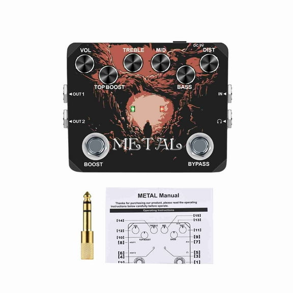 Metal Guitar Effect Pedal Traditional 80s/90s High Gain Distortion Pedal with Headphone Output True Bypass EQ Controls for Electric Guitar