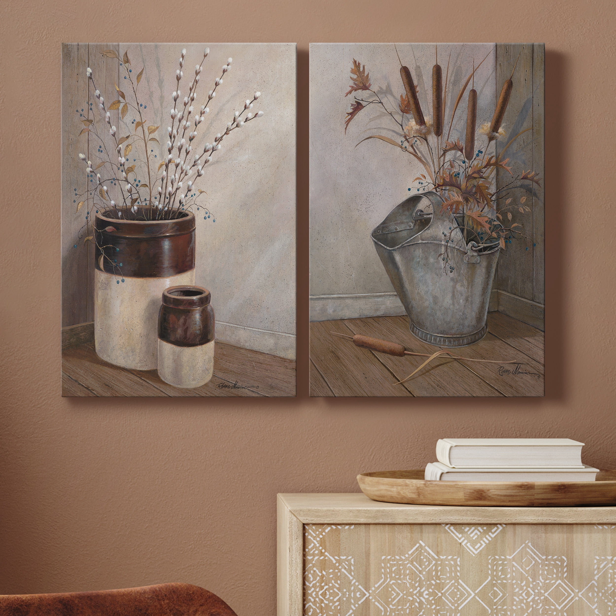Pussywillows & Spring Premium Gallery Wrapped Canvas - Ready to Hang - Set of 2 - 12 x 18 Each