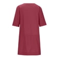 thumbnail image 5 of Abcnature Summer Causal Dresses for Women Half/Long Sleeves T Shirts Solid Crew Neck Cotton Linen Loose Knee-length Dress Tunic Sundresses Mini Dress Recommend Weight 110 to 121lb, 5 of 7