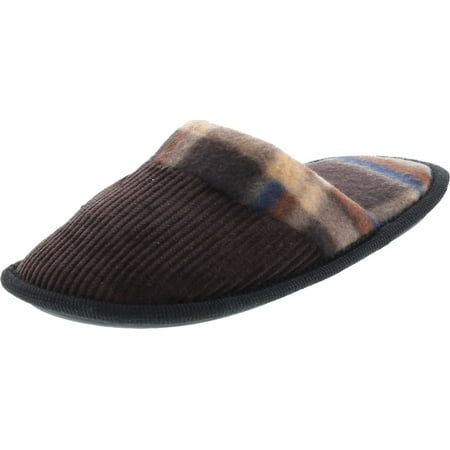 

Static Footwear Boys Open Back Slip On Plaid House Slippers Brown Corduroy 10/11