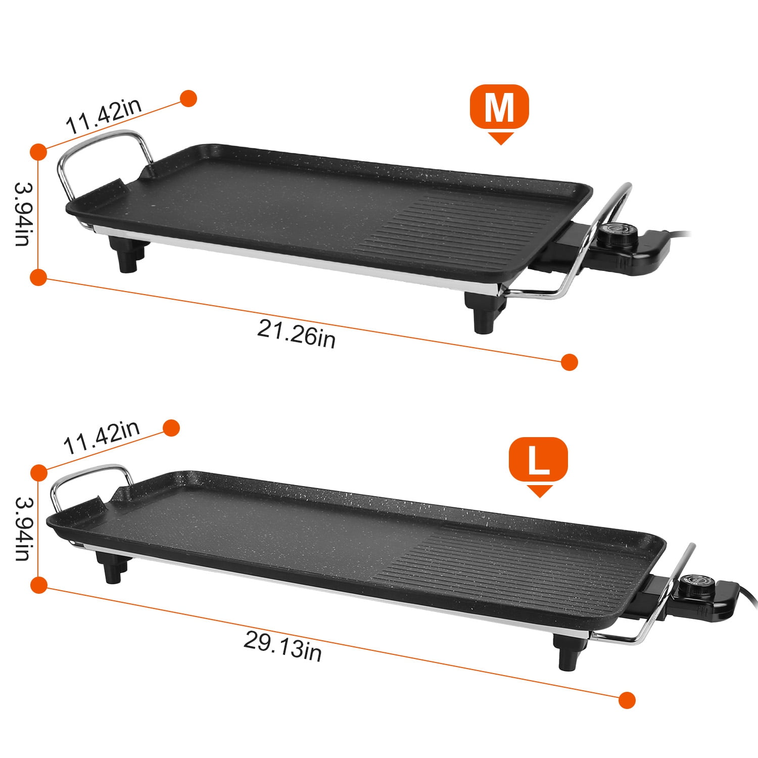 Moclever 1500W Electric Barbecue Grill, Hot Plate BBQ Griddle Non-Stick Table Top Grill Griddle for Indoor Outdoor BBQ, 21.26x11.42x3.94in