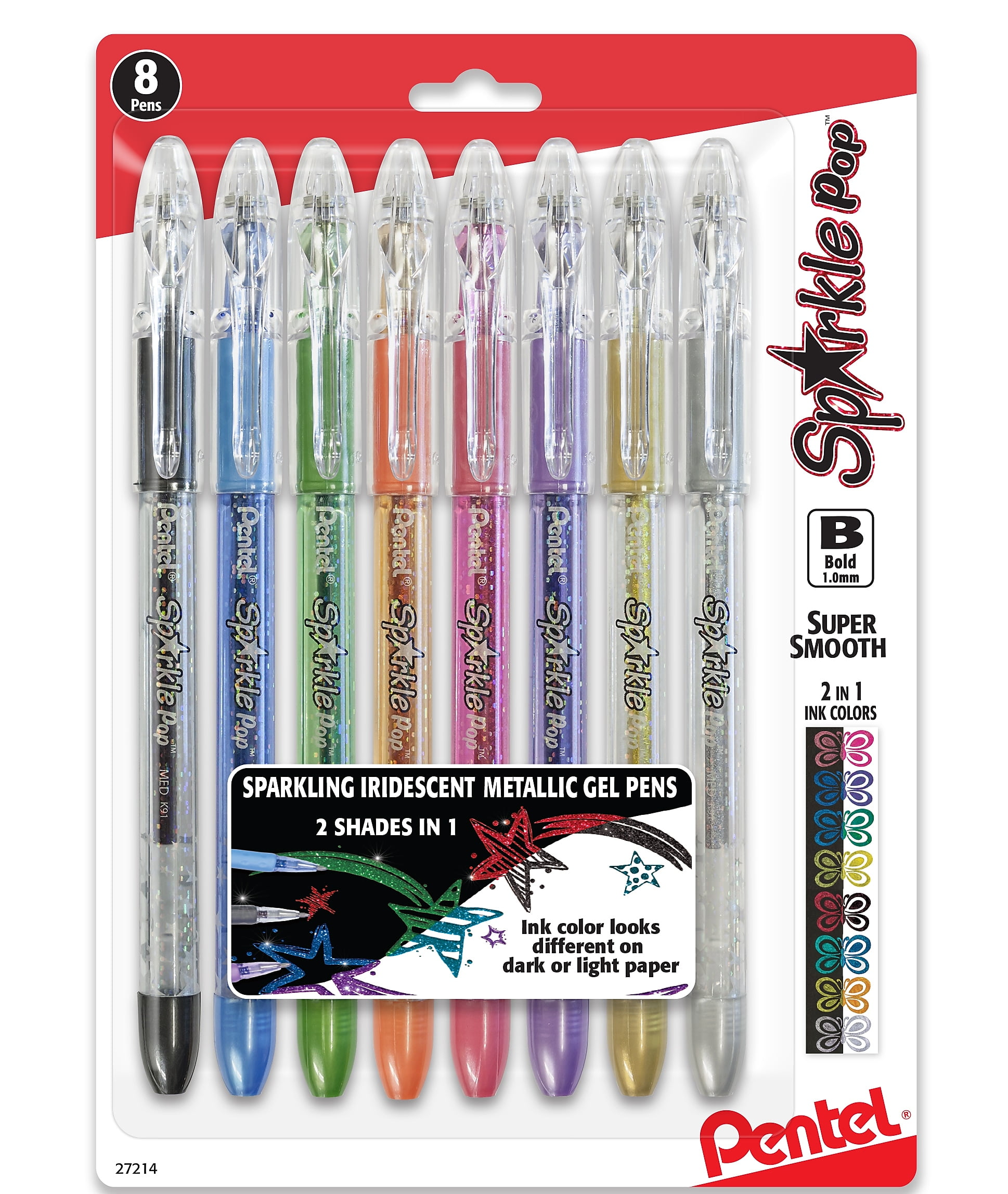 Pentel Sparkle Pop Metallic Gel Pens, 1.0 mm K91BPS8M