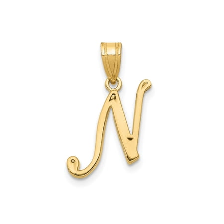 FJC Finejewelers 14 kt Yellow Gold Script Letter N Initial Charm