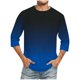 thumbnail image 1 of Camisas de Lino para Hombres Impresión Cuello Redondo Casual 3/4 Manga Blusa, Mezcla de Lino de Algodón para Primavera Verano Ocio Y Tops Diarios, 1 of 9