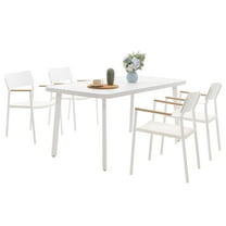 Patio Dining Set for 4 Outdoor Table and Stackable Chairs 5 Pieces Outdoor Furniture Set,White