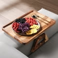 thumbnail image 2 of Danfoxer Acacia Wood Couch Arm Tray,Couch Tray,Folding Sofa Armrest Tray,Couch Arm Table Clip-On Couch Desk for Drinks, Snacks,Phone,Remote Control, 2 of 6
