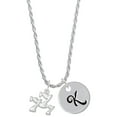 thumbnail image 1 of Delight Jewelry Three Lucky 7s Silvertone Script Initial Disc - K - Charm Necklace, 20"+3", 1 of 4