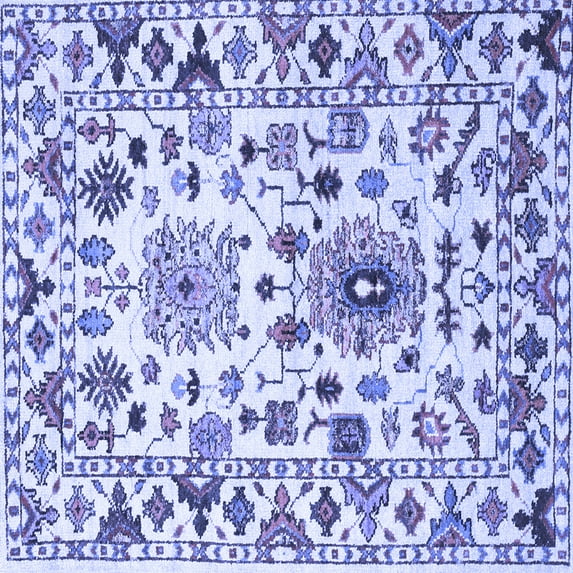 Ahgly Company Indoor Square Abstract Blue Contemporary Area Rugs, 7' Square