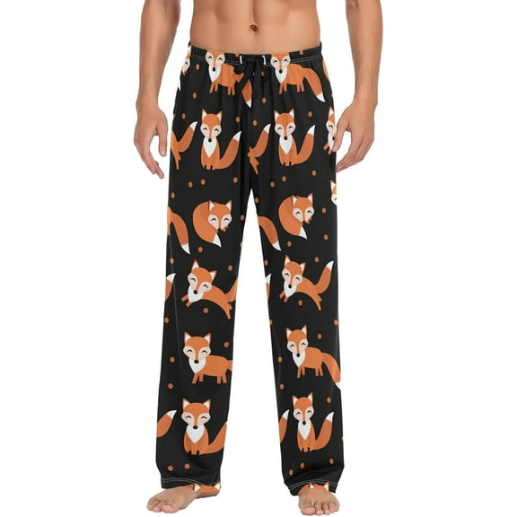 Top-kevin Cute Fox Pattern Foxy Endless Pajama Pants for Men Men's Pajama Pants Mens Pajama Bottoms with Drawstring S