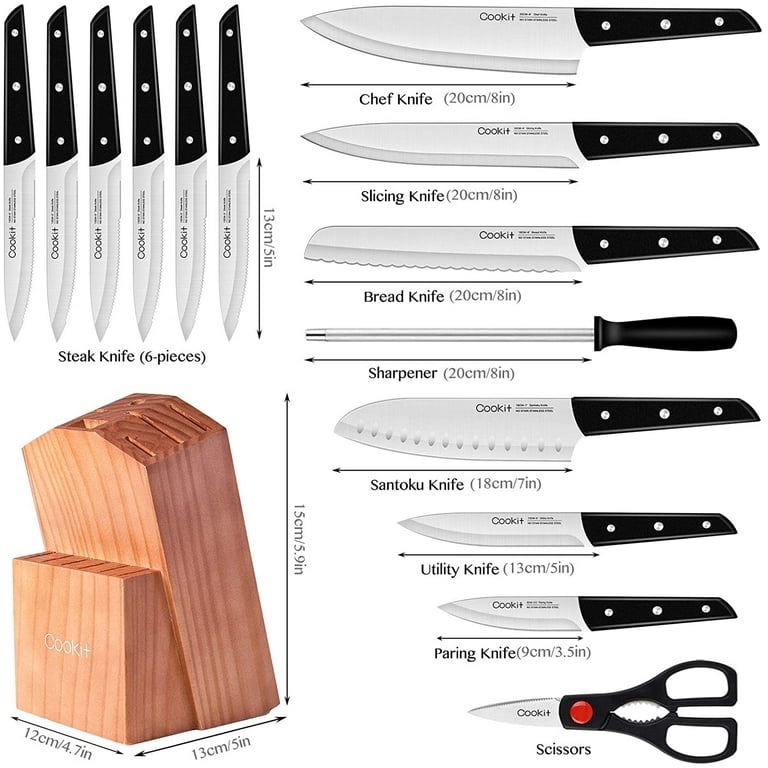 BRAVESTONE Knife Sets for Kitchen with Block, 15 Pcs Kitchen K