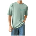 thumbnail image 6 of NOLDARES Graphic Tees Oversized Beach Tshirts for Men Letter Print Shirts Short Sleeve Mens Summer Shirts Casual Tops(Green,XL), 6 of 8