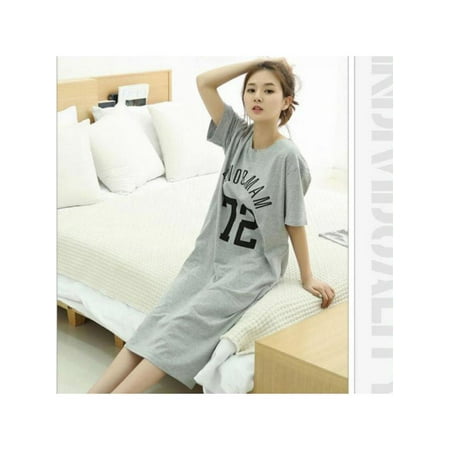 

Topumt New Women Silk Satin Loose Pajamas Short Sleeve Pajamas Nightwear Home Wear