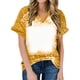 thumbnail image 1 of ICHUANYI ClearanceWomen's Tops Women's Fashion Casual Loose Blouse Tiy-dye Printing V Neck T-Shirt Blouse Print Tee(Yellow, S) ICHUANYI WER20232080506375, 1 of 5