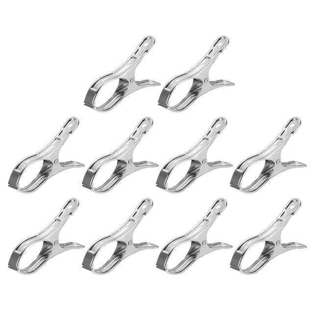 Unique Bargains 10Pack en Acier Inoxydable Pinces à Linge Plage Pinces à Linge Coupe-Vent Chevilles 90mm