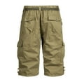 thumbnail image 3 of Cargo Capri Pants for Men Cotton Capris Elastic Waist Outdoor Hiking Pants with Pockets, 3 of 4