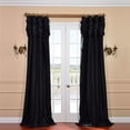 thumbnail image 1 of Ruched Jet Black 120 x 50-Inch Faux Silk Taffeta Curtain Single Panel, 1 of 7