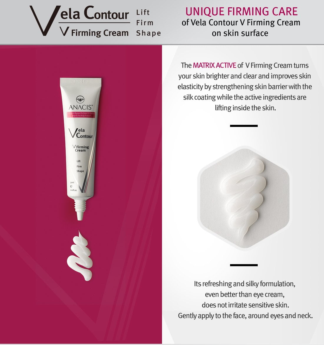 Anacis. Neck Tightening Firming Double Chin Reducer Face Lift Serum and Cream for All Skin Types