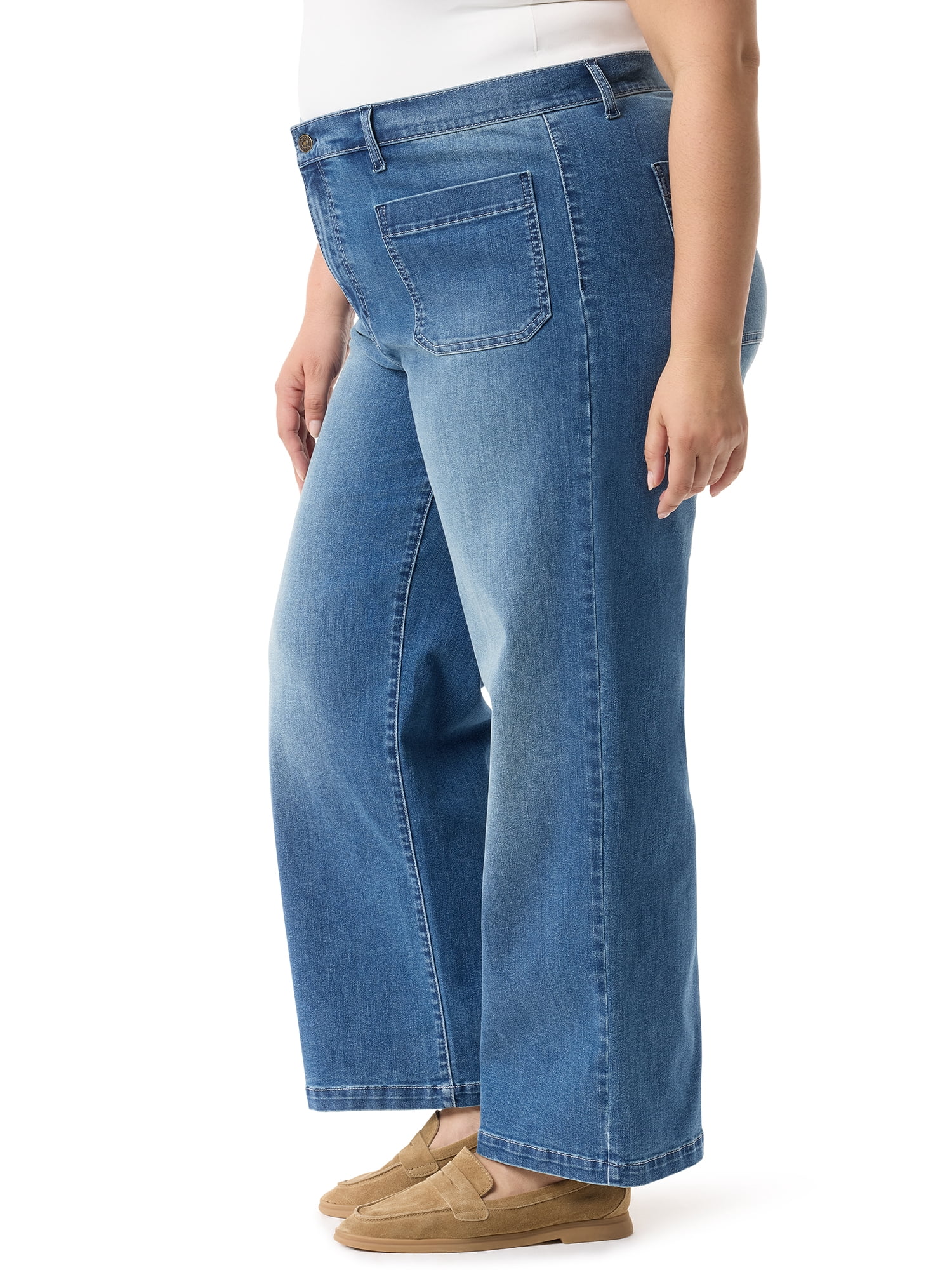Gloria Vanderbilt Swan Series Women's Plus Patch Pocket Wide Leg Jeans, Sizes 16W-24W