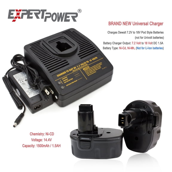 (2) PCS 14.4v 1500mAh Battery for DW9094 DW9091 DC9091 DE9038 DE9091 DE9092 DE9094 DE9502 and (1) pc charger