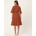 thumbnail image 3 of Moomaya Solid Bow-Knot Dress For Women, Ruffle Sleeve Tiered Flared Dress, 3 of 8