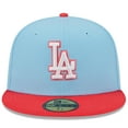 thumbnail image 2 of Men's New Era Light Blue/Red Los Angeles Dodgers Spring Color Two-Tone 59FIFTY Fitted Hat, 2 of 6