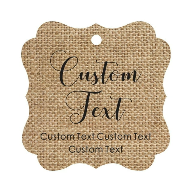 Darling Souvenir Personalized Paper Hang Tags Custom Text Wedding Party Gift Favor Tags -Burlap-50 Tags