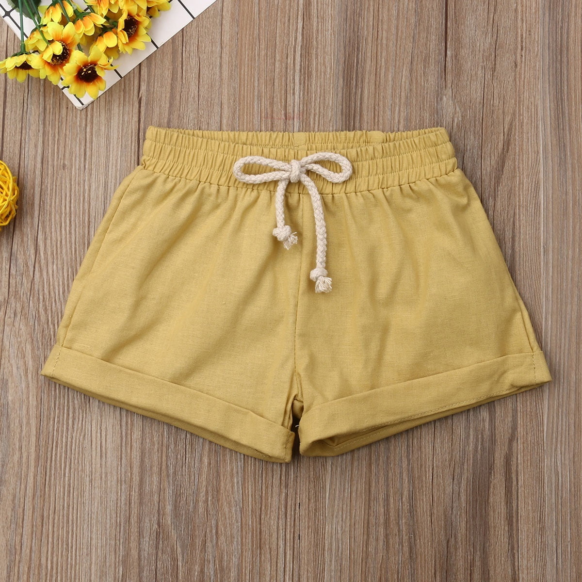 Fanteecy Baby Boys Linen Shorts Cute Toddler Kids Baby Boy Girl Casual Eelastic Short Pants Jogger Shorts Summer Outfit