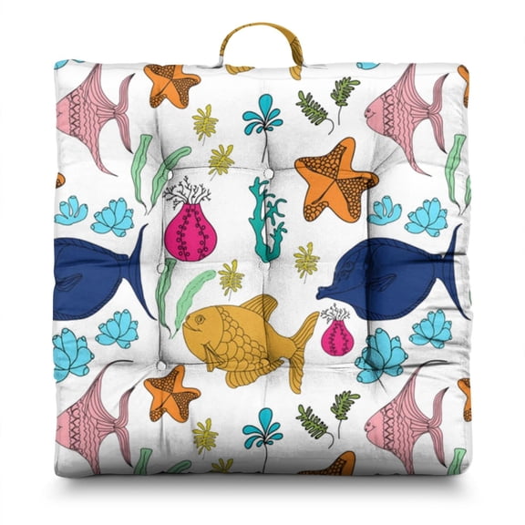 Vintage Anchor Floor Sitting Cushion 24" Oversized Thick Yoga Pillow with Seaside-Inspired Stitching