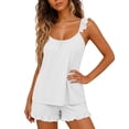 thumbnail image 3 of ShomPort Summer Pajama for Women 2 Piece Set Ruffle Cami Top and Shorts Lounge Comfy Sleep Set, 3 of 5
