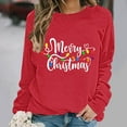 thumbnail image 6 of lulshou Women's Christmas Print Crewneck Sweatshirt Festive Holiday Long Sleeve Pullover Sweater Style Gift for Family, Red, XS, 6 of 6