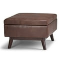 thumbnail image 6 of Owen 34 inch Wide Mid-Century Modern Coffee Table Storage Ottoman in Distressed Saddle Brown Vegan Leather, 6 of 8