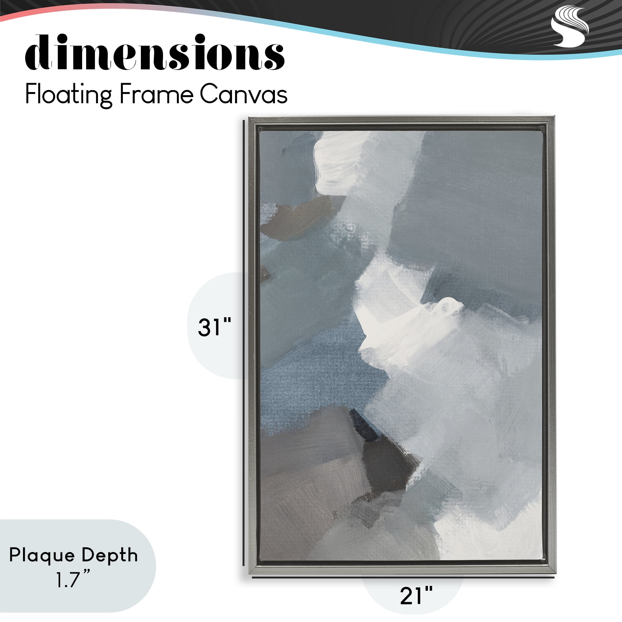 Stupell Industries Stormy Grey Abstract Gray Framed Floater Canvas Wall Art, design by Lanie Loreth