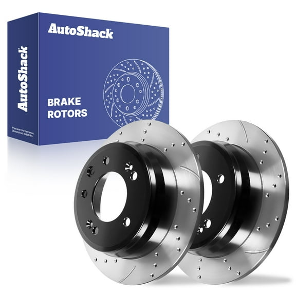 AutoShack Rear Solid Drilled & Slotted E-Coated Brake Rotors 2-PC Set Replacement for 2009-2012 Hyundai Elantra 2011-2016 Kia Sportage 2010-2015 Hyundai Tucson ShadowGuard 10.31" (262 mm)