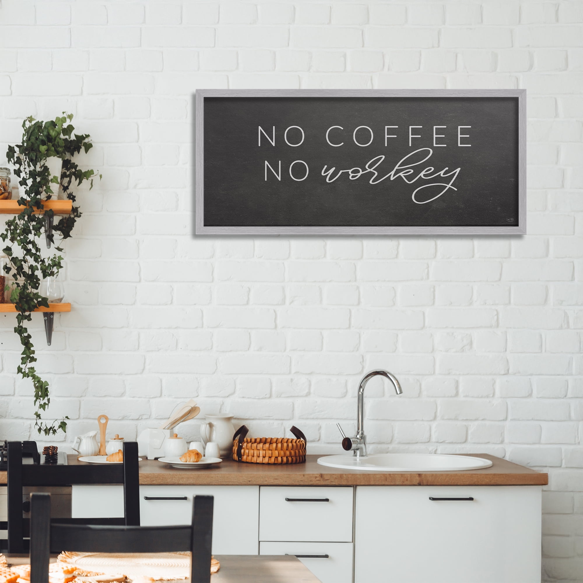 Stupell Industries Sassy No Coffee Quote Gray Framed Giclee Art, design by Lux + Me Designs