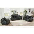 thumbnail image 6 of Hydeline Luxor Top Grain Leather Sofa 3-Seater Black with Tapered Legs Memory Foam and Springs Seating, 6 of 8