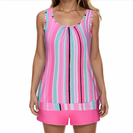 USSMA Women s Swimwear Tankinis Swim Suit High Waisted Elegant Womens Tankini for Beach Hot Pink 50% off Clear