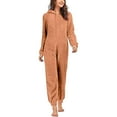thumbnail image 3 of QIUOMBBP Family Christmas Outfits Matching Sets Xmas Fuzzy Hooded Zip Up Jumpsuits Pajamas Sleepwear Holiday for Adults, Rose Gold, S, 3 of 5