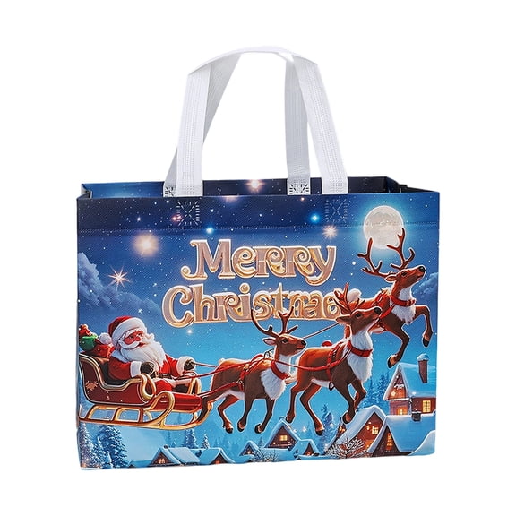 5PCS Christmas Non-woven Bags, Christmas Gift Bags, Tote Bags, Hot Presseds Three-dimensional Bags, Advertising Shopping Bags(L)