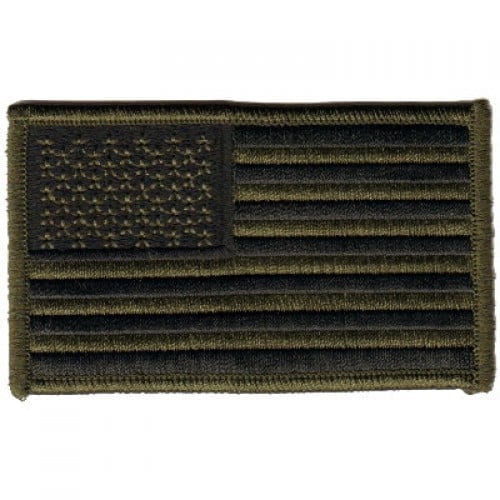 Velcro USA Flag Patch, Hook and Loop, America, Patriotic, Olive and Black 3.25"x2"