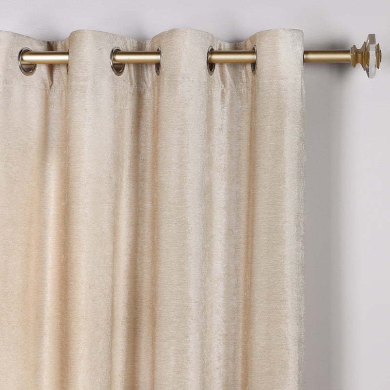 Superior Noor Semi-Blackout Chenille Curtains Set of 2, Room Darkening Curtain Panel Pair, Beige, 52"W x 63"L