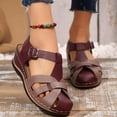 thumbnail image 2 of Fisherman Gladiator Sandals for Women Closed Toe Color Block Strappy Beach Shoes Ankle Strap Arch Support Walking Shoes Wine Size 9, 2 of 7